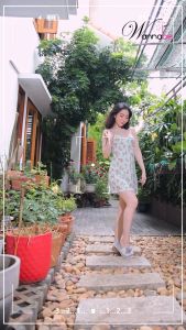 Đầm ngủ WANNABE váy ngủ DNS91 tối giản 2 dây êm dịu cúp áo phối ren trung tâm thỏai mái khi ngủ trẻ trung khi ở nhà