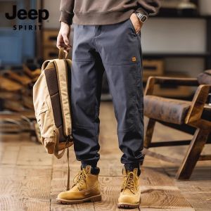 JEEP SPIRIT Mens Pants Mens Thin Loose Straight Leg Casual Wide Leg Strap Pants Multi Pocket Cargo Pants