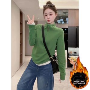 Fashionable Niche Design Warmth Retaining Dorean Half-Zip Turtleneck Sweatshirt