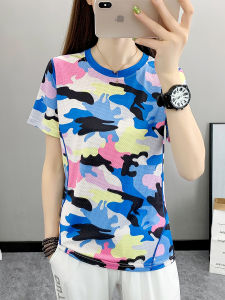 เสื้อยืดแขนสั้นผ้าไหมน้ำแข็งสำหรับผู้หญิง แห้งเร็ว ระบายอากาศได้ดี สำหรับการวิ่ง ปีนเขา ปั่นจักรยาน ฤดูร้อน แฟชั่นสตรีท