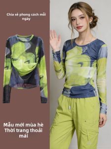 NUANPING | Bộ Đồ Thể Thao Dành Cho Mùa Xuân và Thu Thiết Kế Mới Áo Tie-dye và Quần Ống Rộng