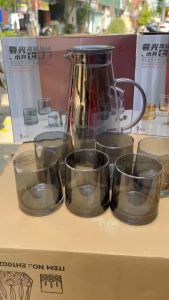 BỘ BÌNH THUỶ TINH GỒM 1 ẤM 2 LÍT + 6 LY CỠ LỚN