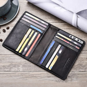 Vintage Boarding Pass Genuine Leather Passport Notebook Multi Card Slots ID Credit Cards Holder