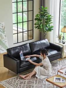 Sofa Set Living Room Sofabed Nordic Sofa Sofa 3 Seater Sofabed Italian Style Apartment Living Room Leisure Black Leather Art 沙发