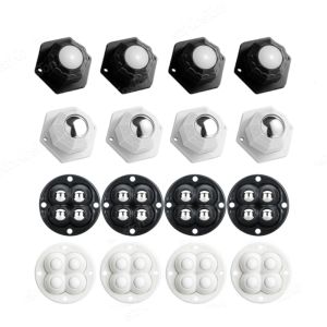 4pcs Moving Roller Kit Heavy Duty Self Adhesive Pulley Wheels 360 Degree Rotation Universal for Trash Can Storage Box Furniture