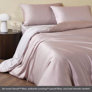 Premium 60s Imported Tencel Bedding Set Ice Silk Cooling Sheet & Quilt Cover Silky Breathable Bedding for Naked Sleep