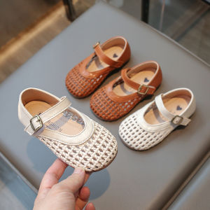 Braided Princess Hollow-toe Leather Sandals for Girls