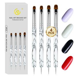 4PCS French Gel Builder Nail Brushes Set - Double-Ended Acrylic Dotting & Nail Art Brushes for Nail Art Design