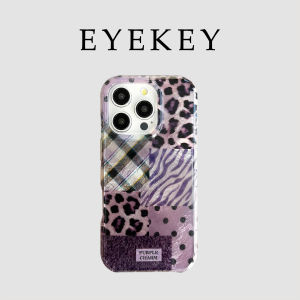 Eyekey Sweet Cool Girl Purple Leopard Print Splicing Dot Pattern Apple 17 Promax iPhone 16 New Model 14 Women 15 pro High-End Feel 13 Full Cover Protection Case