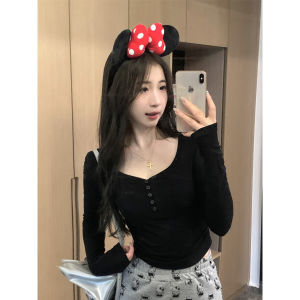 Early Autumn Sweet Spicy Y2K Jazz Dance Top Kpop Womens Group Jazz Dancing Slim Fit Long Sleeve T-shirt Street Style Pure Color