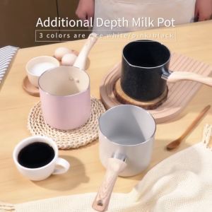 MODOFO Milk Pot cooking pot 12cm Deepen sauce pot soup pot non stick With lid 3 Color Options