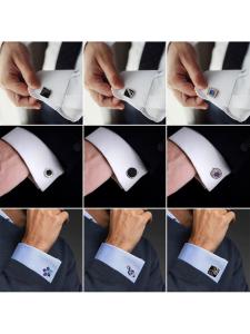 Áo Sơ Mi Nam Công Sở Khuy Măng Séc Đơn Giản Sáng Tạo Hợp Kim