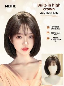 MEIHE | Natural Hair Wig Air Bangs High Top Reduction Age Short Hair Set