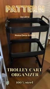 3 TIER MULTIFUNCTION STORAGE TROLLEY RACK OFFICE SHELVES HOME KITCHEN RACK WITH PLASTIC WHEEL