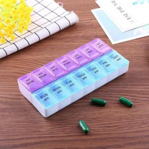 Medicine Packaging Box With 14 Small Compartments One Week Medicine Storage Box With Braille For Easy Carrying And Space Saving