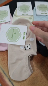 P2K5 Kaos Kaki Pendek Wanita Katun Hidden Socks Motif Polkadot Bordir Kucing Women Low Ankle Socks