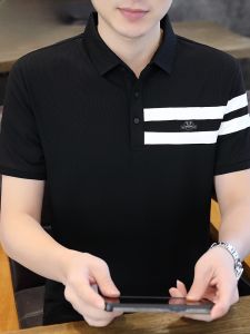 HENGYUANXIANG | Hengyuanxiang Ice Silk Polo Shirt Short Sleeve Loose Fit Mens Collar T-Shirt Breathable Summer New Style Polyester Cotton Blend