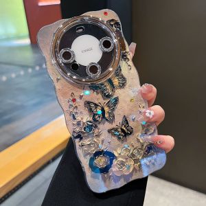 Elegant National Style Butterfly Flower Phone Case for Huawei Mate70 Series Apple 16Promax Full Cover Invisible Stand Lens Film Protection Cover