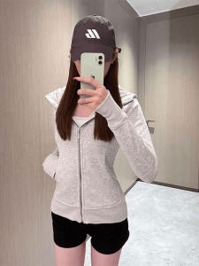 Slim Fit Hoodie Jacket Women Spring Autumn Short Long Sleeve Thin Zipper Open Cardigan Top Breathable Ladies Fashion Outerwear