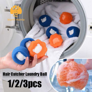 [Warm Homie] 1/2/3PCS Pet Hair Remover Reusable Ball Wool Sticker Cat Hair Remover Pet Fur Lint Catcher Cleaning Tools Laundry Washing Machine Filter