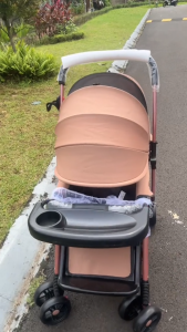 BEIGE Stroller Bayi Lipat 2 Arah Muatan 100kg Ringan untuk Travel Aktivitas Harian
