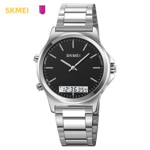 Đồng Hồ Thể Thao Nam SKMEI 2120 Đồng Hồ Bấm Giờ Kỹ Thuật Số Chống Nước Với Màn Hình Có Đèn Nền 3 Thời Gian Chức Năng Báo Thức Ngày Dây Đeo Bằng Thép Không Gỉ