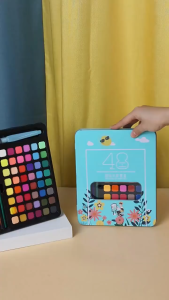🇲🇾 Ready Stock 48 Colors Watercolor Paint Set Box Water Color Brush Painting Art Supplies Solid Paint Set for Child 固体水彩