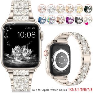 Bling Diamond Strap For Apple Watch Band Ultra 49mm 40 45 44 41 42 46 38mm Metal Bracelet IWatch Series 12 11 10 9 8 7 SE 6 5 4