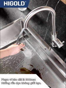 HIGOLD Vòi Rửa Bát Dây Rút Nóng Lạnh 980099 | 4 Chế Độ Nước Tăng Áp - Chống Bắn - Xoay 360 Độ