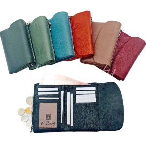 Coin Purse Genuine Cow Leather Short Wallet Trifold for Small Womens  Purses Clutch Cowhide Card Holder Travel Card Wallets