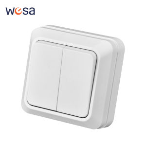 White Flame Retardant 2 Gang 1 Way Rocker Switch Wall Mounted On/Off EU Standard Spray Plastic Button Light Switch Classic Way