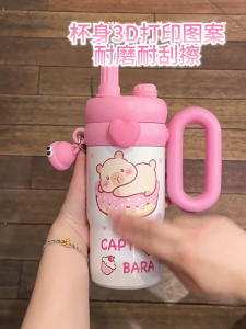 Ly Giữ Nhiệt Rainbow CAPYBARA Inox 316 Cao Cấp Dung Tích 850ml Có Tay Ống Hút Tiện Lợi