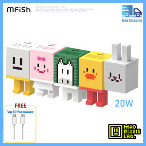 Mfish 20W Gan Sạc Đầu Mini Dễ Thương Xách Tay PC thiết bị sạc sạc nhanh Với Cáp Type-C Để Chiếu Sáng Cho Iphone12/13/14/15 Huawei 12 Pro Điện Thoại Di Động Cô Gái Quà Tặng