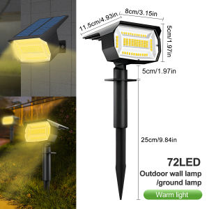 NEWSTYLE | 72/68 LED Solar Landscape Spotlights Lights Outdoor 2-in-1 Garden Outdoor Solar Powered Wall Light 3 Mode Front Door Backyard