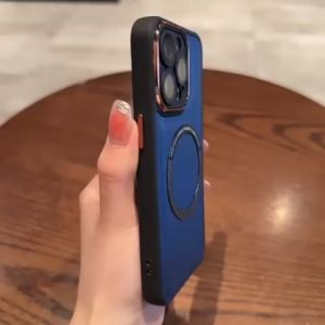 Leather Case untuk Magsafe iPhone 11 13 Pro Max 14 Pro Max Support Wireless Charging Anti Shockproof Premium Import Luxury Magnetic dengan Lens Film Camera Acrylic Plating Frame TPU Electroplated Key Casing Silikon Case Kulit