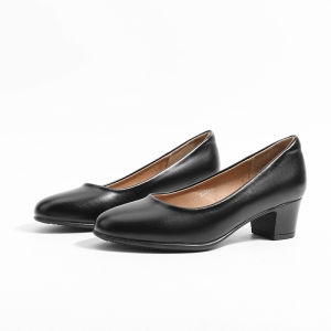 VRVIP | Round-Toe Soft-Soled Leather Professional High Heels 2CM