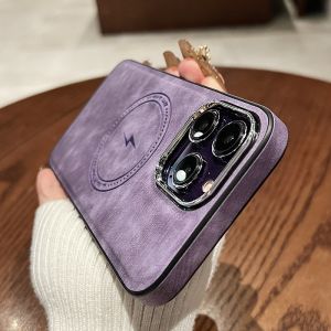 Magnetic Absorption Leather Phone Case for iPhone 14 pro Max Full Cover Anti-Fall Wireless Charging Compatible with 13 And 12 Models