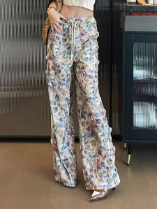 กางเกงขายาวทรงหลวมเอวสูงสไตล์ลำลอง ChiclyNana ผ้าฝ้ายผสมโพลีเอสเตอร์ 70% ผ้าฝ้ายอื่นๆ 30% สำหรับผู้หญิง