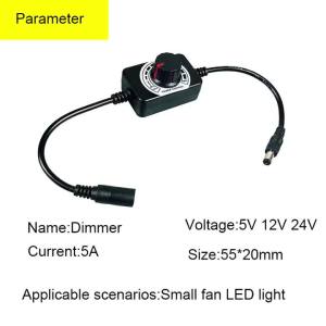 IKSLED LED Knob Dimmer Switch 5V12V24V DC5521 Wire with Rotating ON-OFF Controller Suitable for LED Lights with DC Voltage Fan