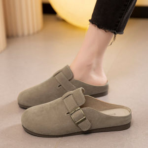 Birkent Womens Slip-On Half Slippers Outdoor Wear Summer Pregnant Flat Bottom Easy-To-Wear Retro Lazy Shoes Korean Style Pure Color