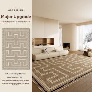 QISHUO | Cream Vintage Style Waterproof Easy Clean Rug