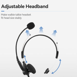 Retevis EHK013 EHM003 หูฟัง Overhead ชุดหูฟัง 2 PIN วิทยุหูฟังพร้อม PTT Rotatable BOOM MIC ใช้งานร่วมกับ Baofeng UV-5R eSynic RT24 RT27 RT668 RT622 Two WAY วิทยุชุดหูฟัง