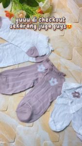 QSKS120 Kaos Kaki Motif Bunga Kecil Pendek Semata Kaki Kaos Kaki Sport Modis Short Ankle