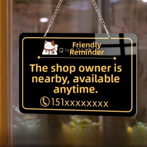 Immediate Availability Sign Board Double-Sided Acrylic Shop Owner Nearby Ready to Assist Business Message Display Sign