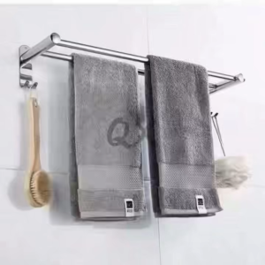 💥STs Shop-10💥ราวแขวนผ้าเช็ดตัวสแตนเลสแบบสองแท่งสำหรับห้องน้ำ ราวแขวนผ้าแผ่นสแตนเลสแท้ติดผนังMJ68