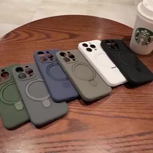 Liquid Silicone Magnetic Ring Holder Case for Magsafe IPhone 17 Air 16 15 14 13 12 Pro Max Plus 17Pro Mag Safe Stand Phone Cover