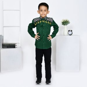 BAJU KOKO KEMEJA ANAK COUPLE AYAH (satuan) KOMBINASI MOTIF SHORUDA IJO BOTOL TOYOBO