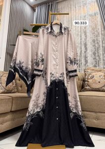 GAMIS SET HIJAB MOTIF TERBARU BESELER/TERBARU 2024