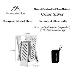 Mountainhiker | MOUNTAINHIKER Mini Alcohol Stove Camping Stove Portable 50ML Stainless Steel with Hexagonal Outdoor Camping Hiking Cooking Stove