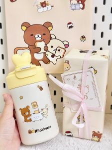 New Easy Bear Insulated Stainless Steel 316 Large Capacity Water Bottle Straw Portable Coffee Cup Student Convenient Carry-On Cup